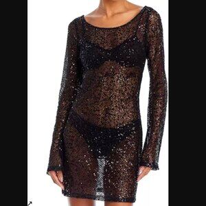 Good American black sequin cover up dress size XS